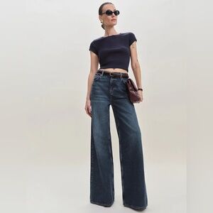 REFORMATION Eden Mid Rise Wide Leg Jeans Blue - Size 30